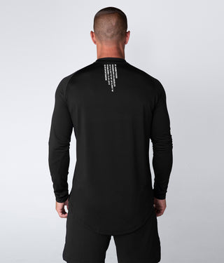 Born Tough Air Pro™ Long Sleeve Extended Scallop Hem Fitted Tee Gym Workout Shirt For Men Black
