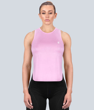 Born Tough Limitless Muscle Flexible Fabric Pink Sheer Running Tank Top for Women