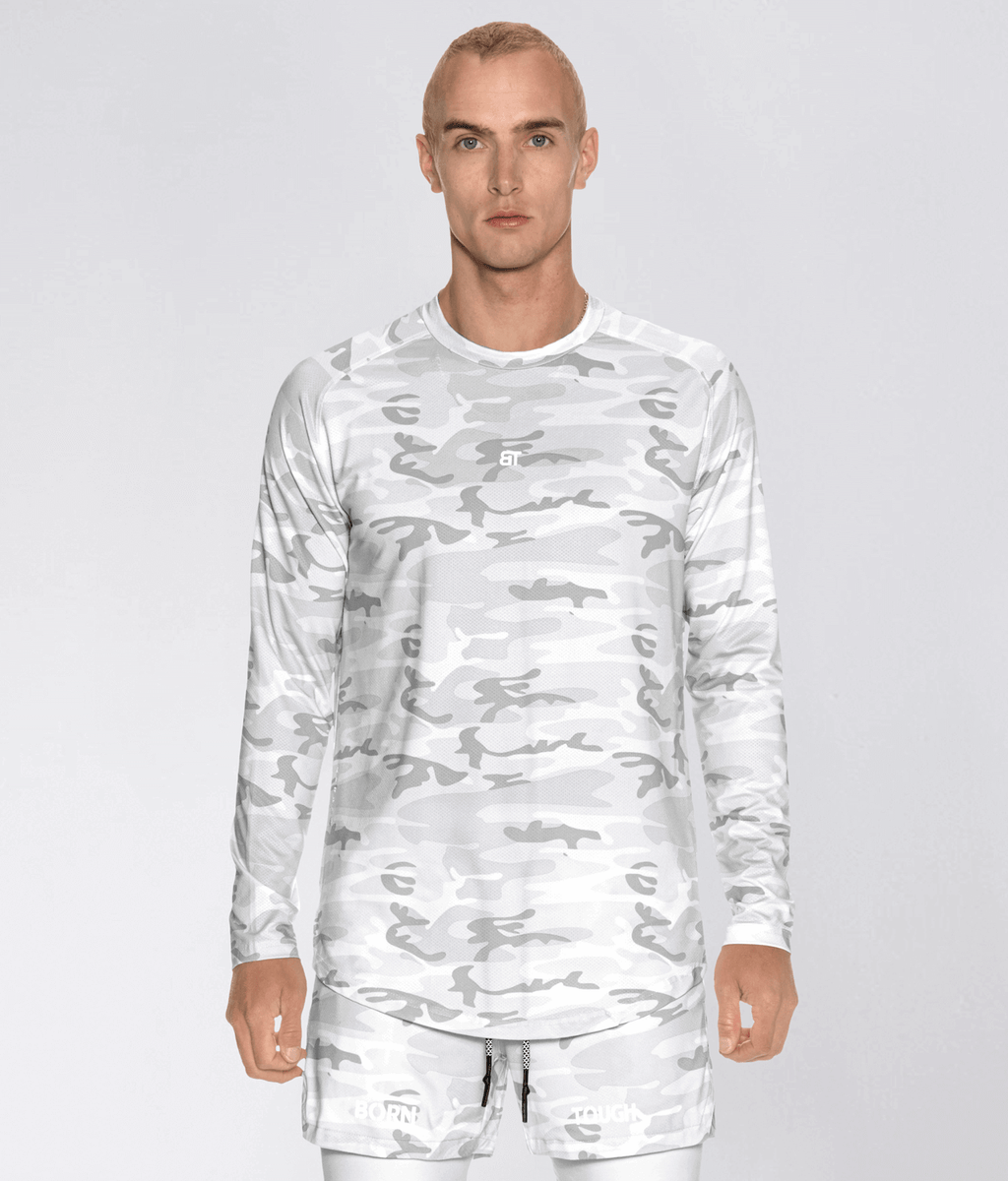 Born Tough Air Pro Mesh Long Sleeve Fitted Tee White Camo