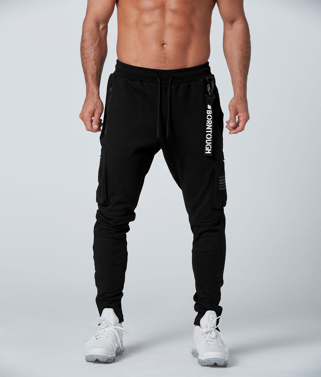 Born Tough Slim Fit Cargo Jogger Pants For Men Black Born Tough