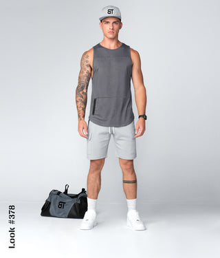 Born Tough Zippered Gray Extremely Light-weight  Gym Workout Tank Top for Men