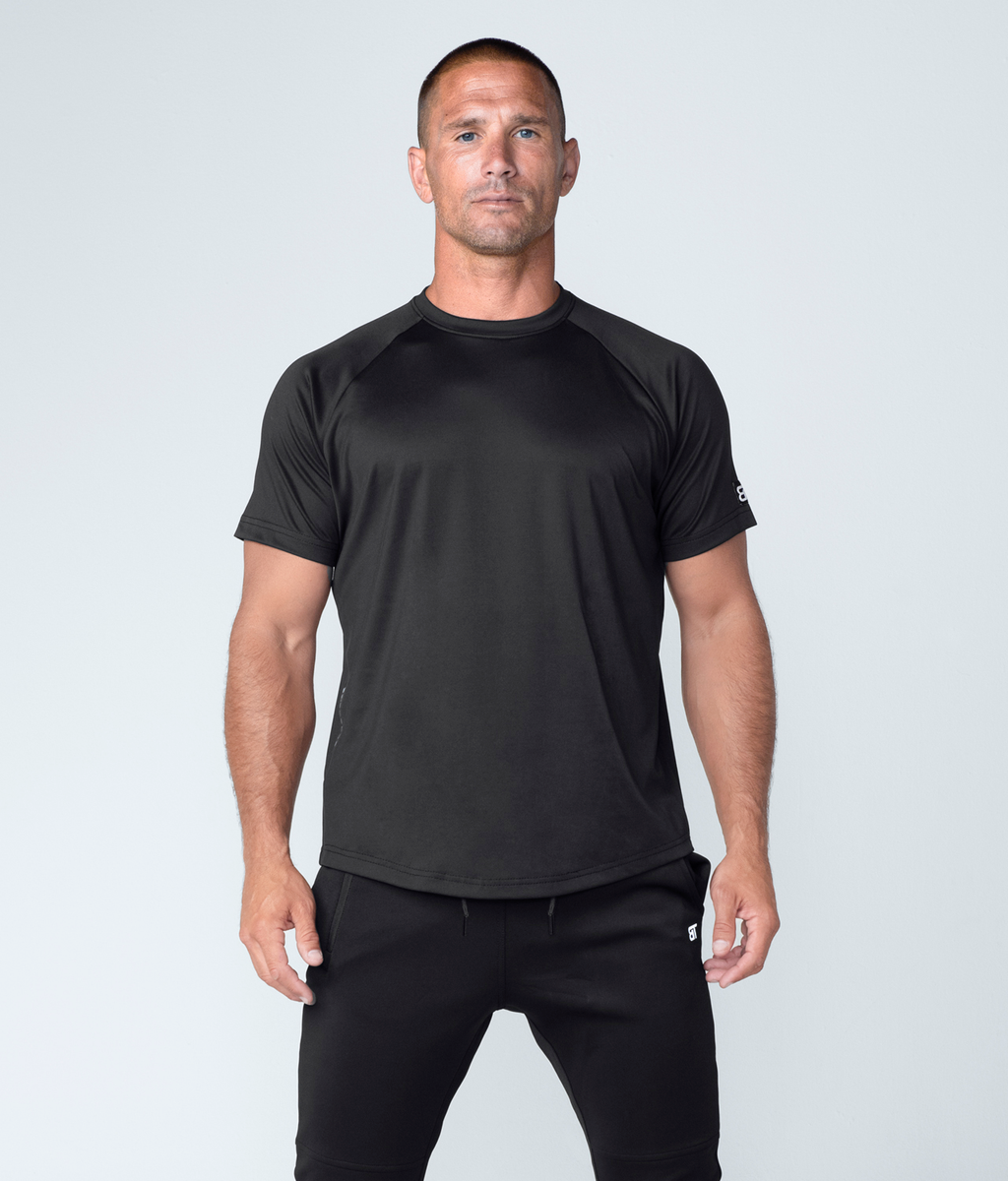 Born Tough Momentum Short Sleeve Fitted Black Workout Tee Shirt For Men