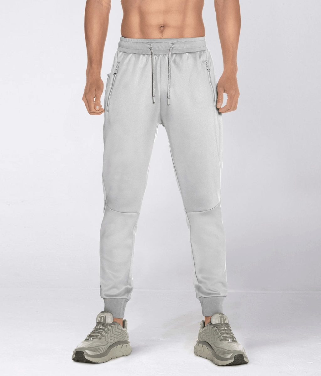 Born Tough Momentum Zipper Pockets Bodybuilding Jogger Pants for Men Grey