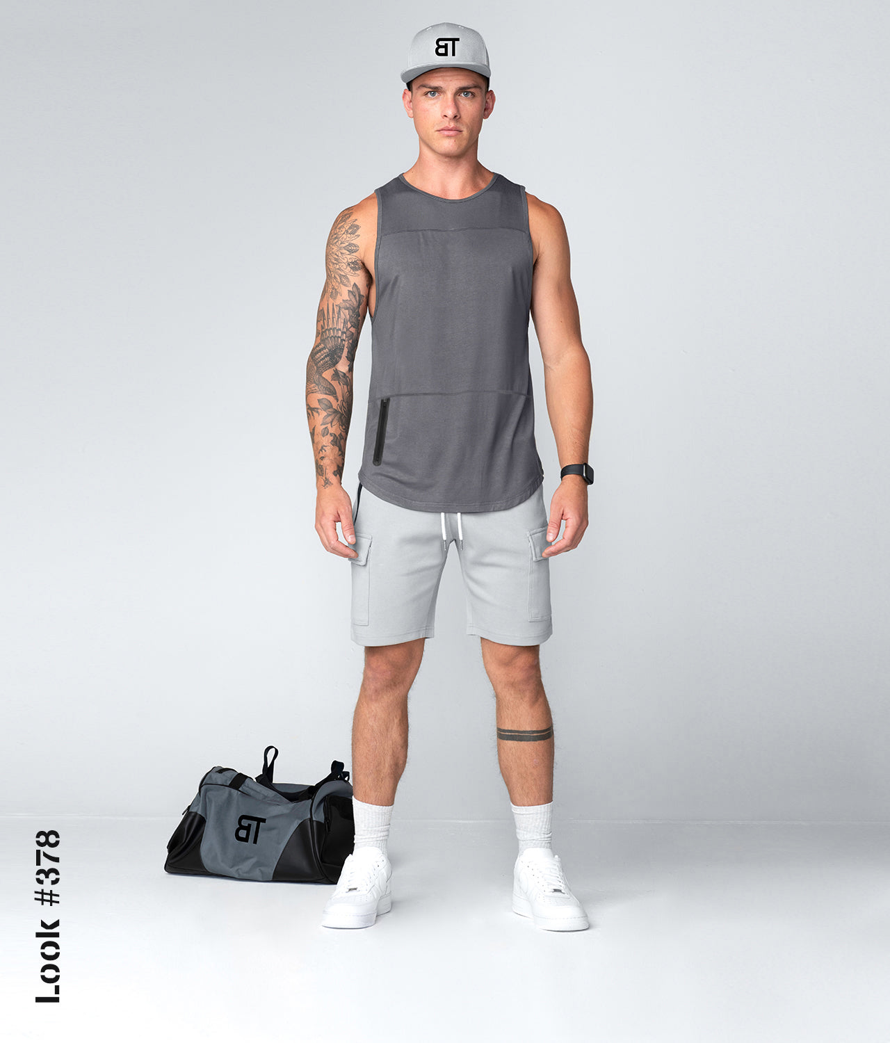 Born Tough Zippered Gray Gym Workout Tank Top for Men - Born