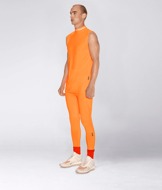 Orange Mock Neck Unitard Jumpsuit