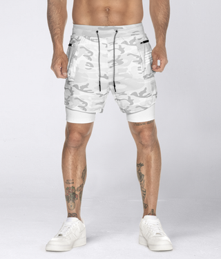 Born Tough Air Pro™ 2 in 1 Men 5" Cargo Running Shorts with Liner White Camo