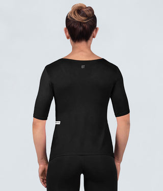 Born Tough True Form Sheer Sleeve loops Black Short Sleeve Running Shirt for Women