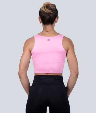 Born Tough Core Pink Lightweight & Soft Fabric Sheer Crop Running Top for Women