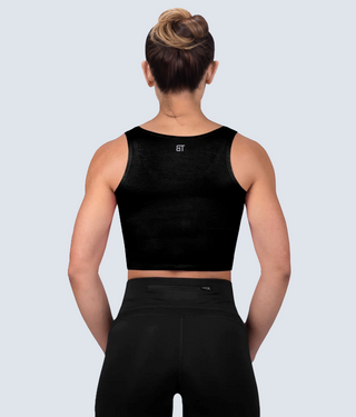 Born Tough Core Black Lightweight & Soft Fabric Sheer Crop Bodybuilding Top for Women