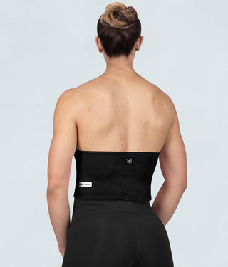 Born Tough Core Short & Comfortable Fit Black Sheer Halter Crossfit Top for Women
