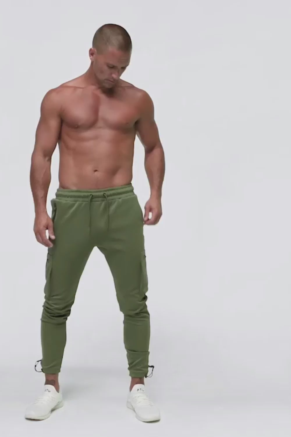 Born Tough Momentum Fitted Cargo Gym Workout Jogger Pants for Men Military  Green