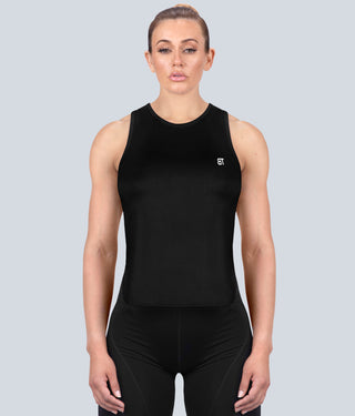 Born Tough Limitless Muscle Flexible Fabric Black Sheer Gym Workout Tank Top for Women