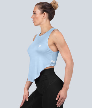 Born Tough High Altitude Extended Scallop Hem Blue Sheer Crossfit Tank Top for Women