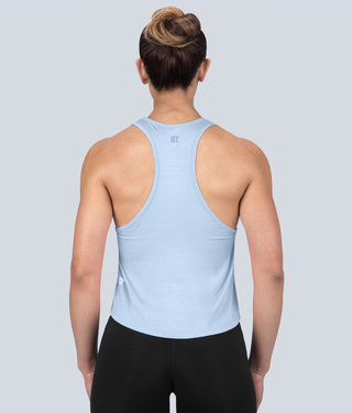 Born Tough Limitless Lightweight Soft Material Blue Sheer Gym Workout Tank Top for Women