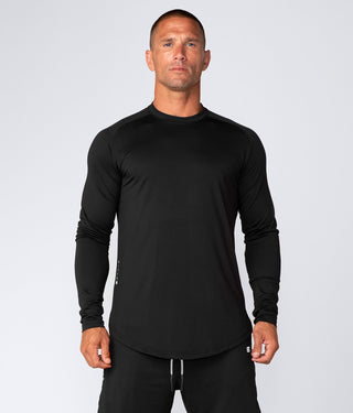 Born Tough Air Pro™ Honeycomb Mesh Long Sleeve Fitted Tee Bodybuilding Shirt For Men Black