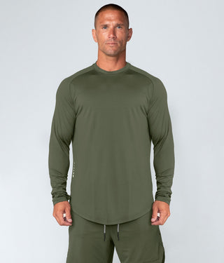 Born Tough Air Pro™ Honeycomb Mesh Long Sleeve Fitted Tee Bodybuilding Shirt For Men Military Green