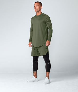Born Tough Air Pro™ Long Sleeve Moisture Wicking Fitted Tee Gym Workout Shirt For Men Military Green