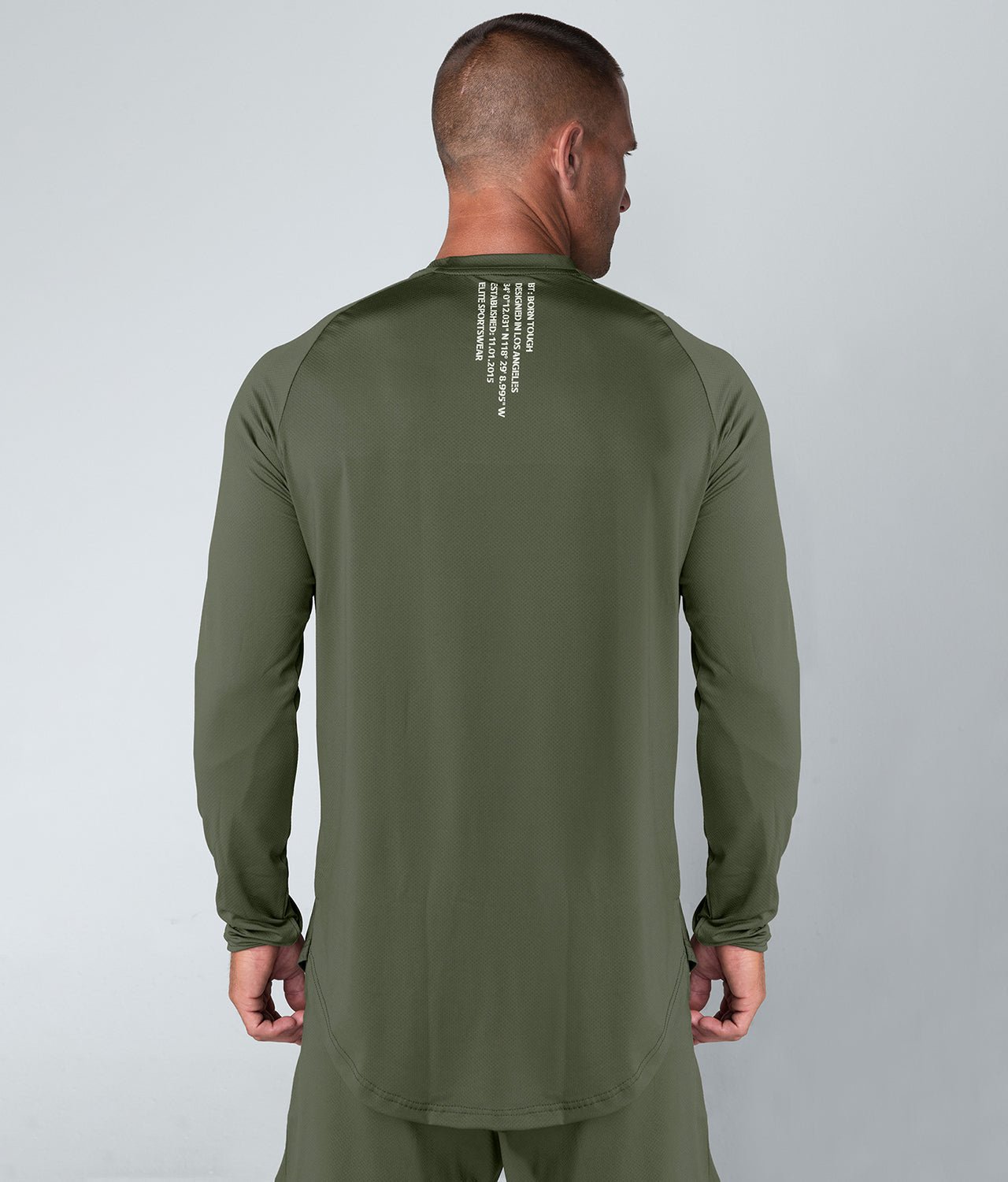 Born Tough Air Pro Long Sleeve Fitted Tee Military Green Gym