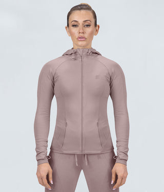 Born Tough Contoured Rose Adjustable Sleeve Loops Athletic Tracksuit Hoodie for Women