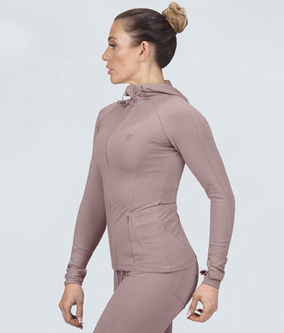 Born Tough Contoured Rose Flexible Fabric Sleeve Loops Bodybuilding Tracksuit Hoodie for Women