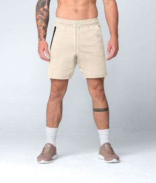 Born Tough Core Fit Zippered Stretch Leg Paneled Stone Gym Workout Shorts for Men
