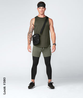 Born Tough Zippered Military Green Extremely Light-weight  Gym Workout Tank Top for Men