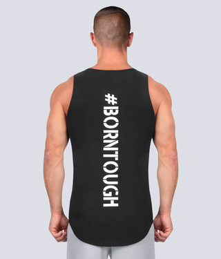 Born Tough Crucial Bounty TD Black Extended Scallop Hem Athletic Tank Top for Men