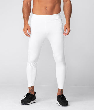 Born Tough Side Pockets Compression Signature Elastane Blend Athletic Pants For Men White