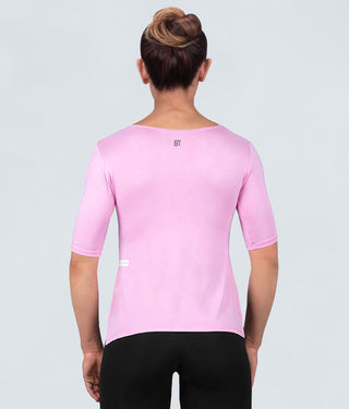 Born Tough True Form Sheer Sleeve loops Pink Short Sleeve Athletic Shirt for Women