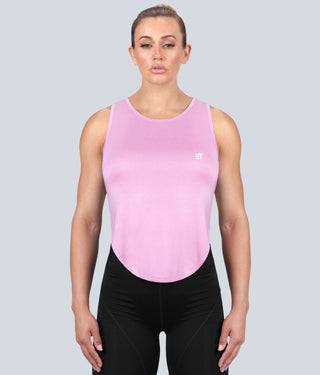Born Tough High Altitude Flexible Fabric Pink Sheer Running Tank Top for Women