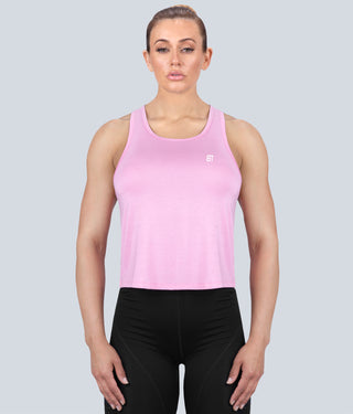 Born Tough Limitless Flexible Fabric Pink Sheer Running Tank Top for Women