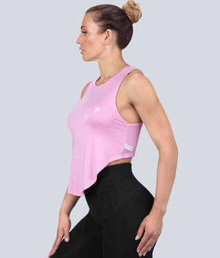 Born Tough High Altitude Extended Scallop Hem Pink Sheer Crossfit Tank Top for Women