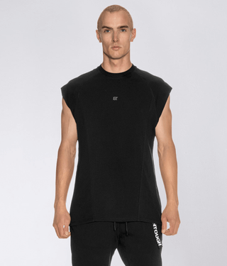 Born Tough Sleeveless Back Shoulder Drop Athletic T-Shirt For Men Black