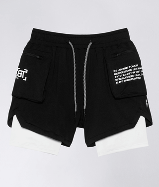 Born Tough Air Pro™ 2 in 1 Men 5" Cargo Crossfit Shorts with Liner Black