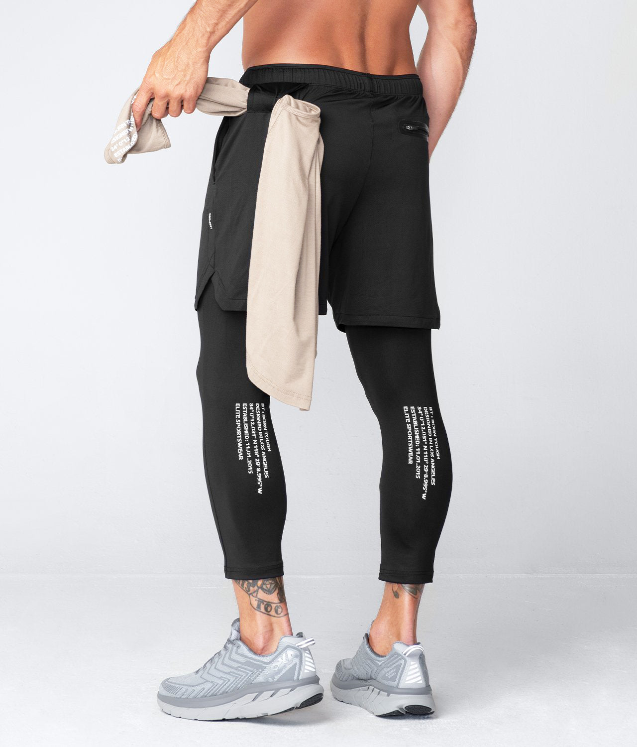 Born Tough Air Pro 2 in 1 Men s Running Shorts With Legging Liner Bla