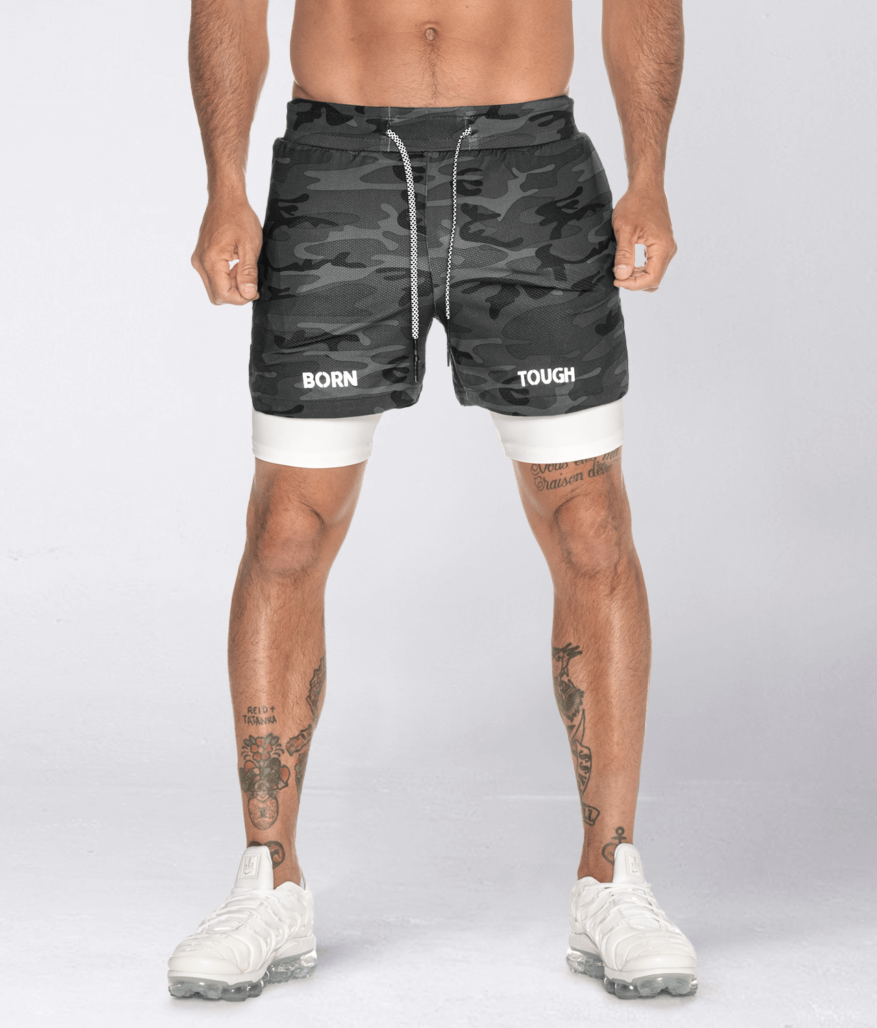 Born Tough Air Pro™ Men's 2 in 1 Black Gym Workout Shorts With