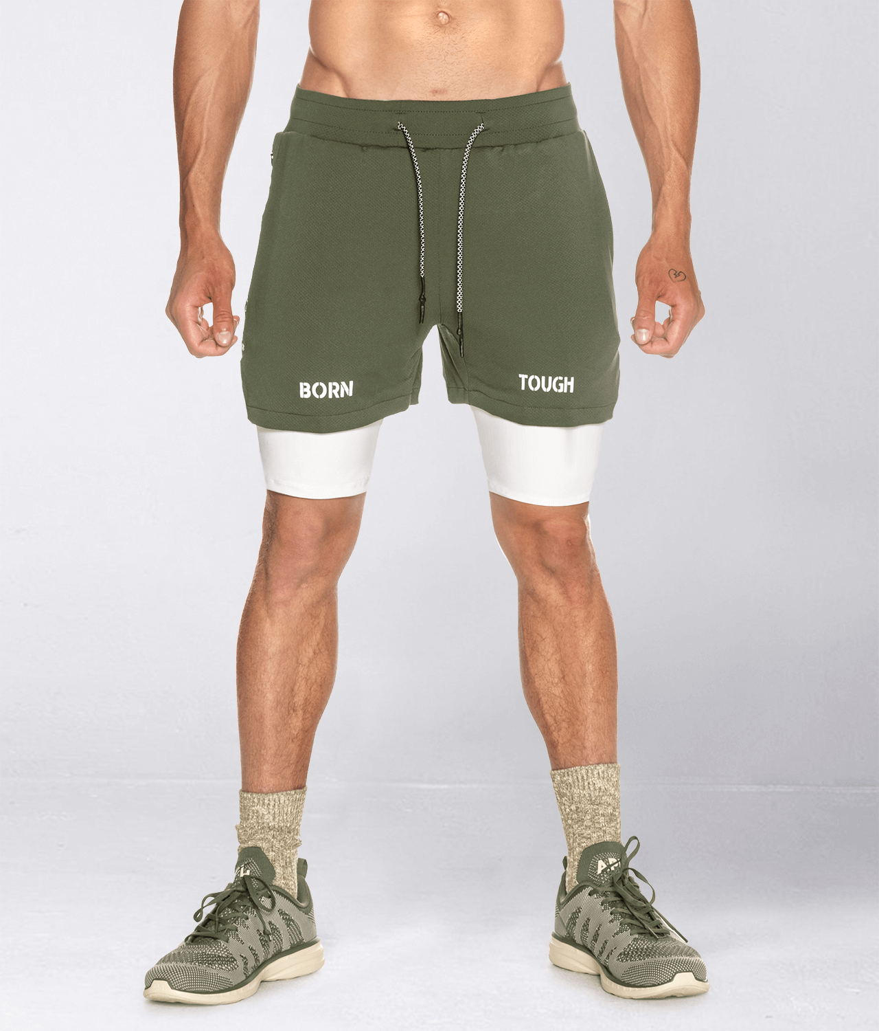 Born Tough Air Pro™ 2 in 1 Men's 5 Bodybuilding Shorts with Liner Military  Green