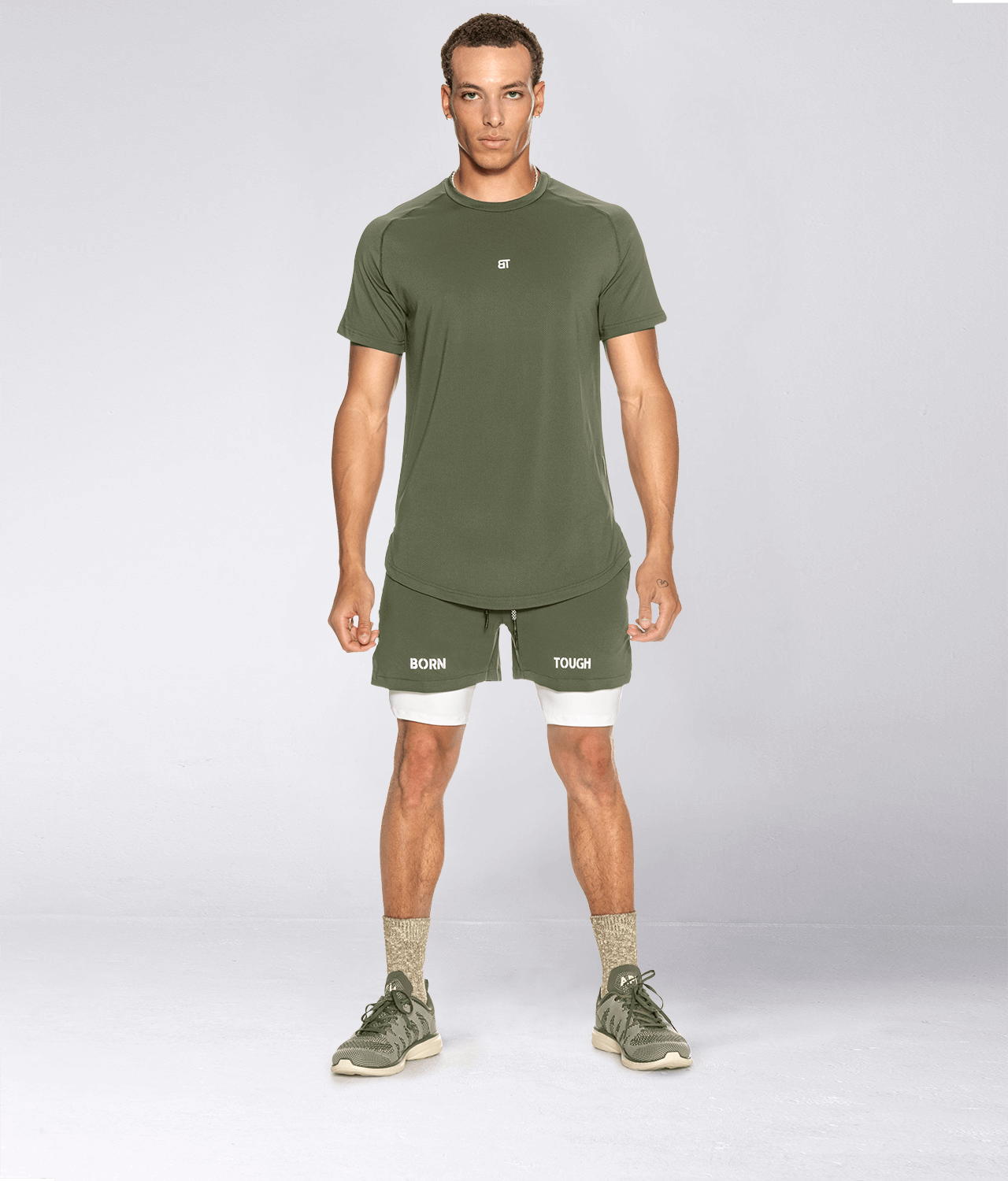 Born Tough Air Pro™ 2 in 1 Men's 5 Bodybuilding Shorts with Liner Military  Green