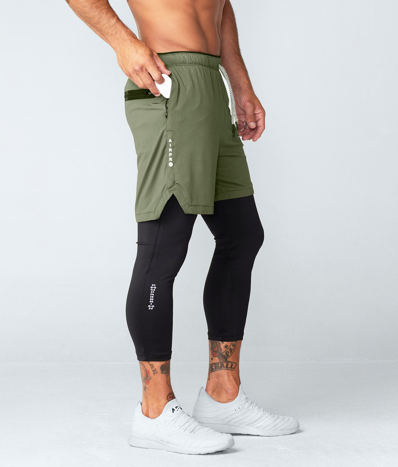 Men's workout leggings with shorts on sale