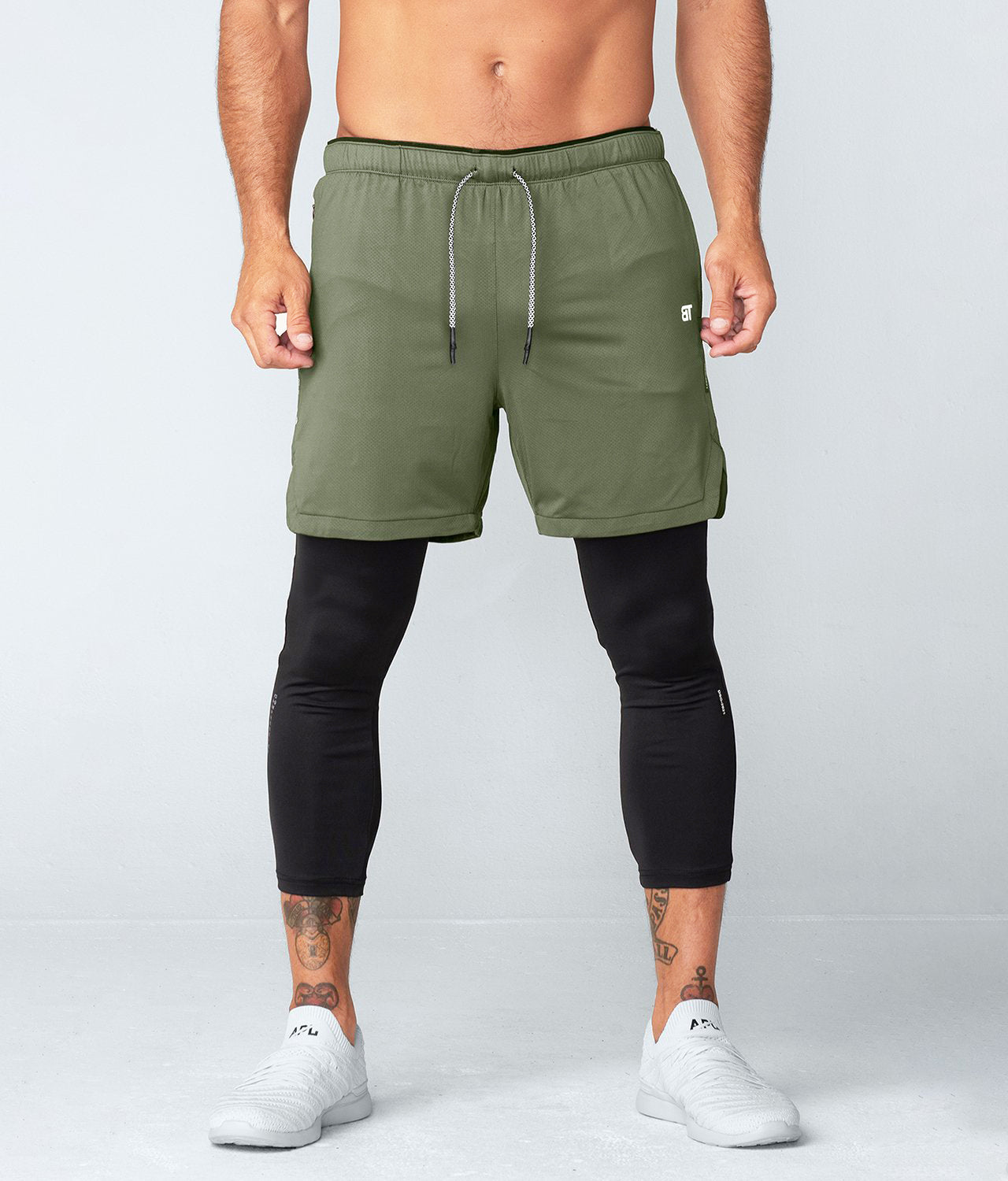 Army green shop athletic shorts