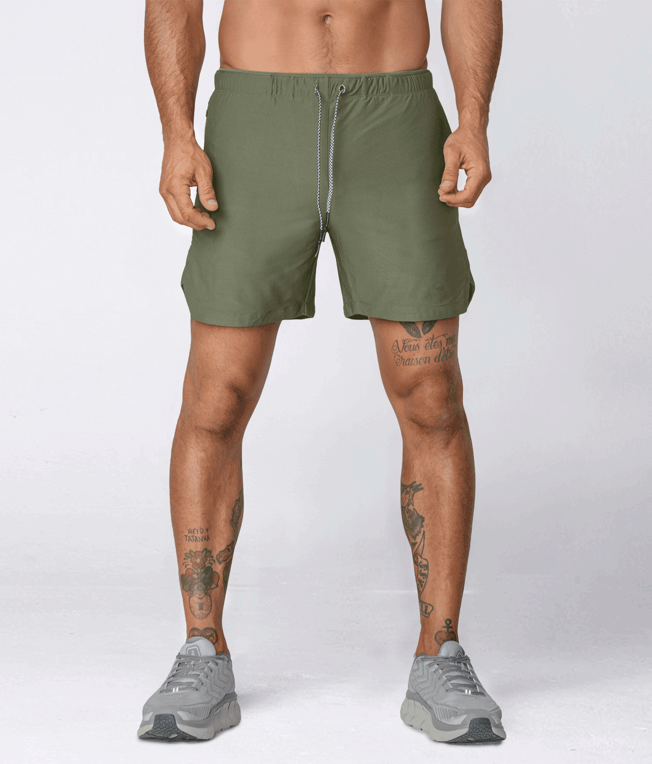 Born Tough Air Pro 7 Military Green 2 in 1 Men s Running Shorts with Liner