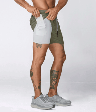 Born Tough Air Pro™ 7" Military Green 2 in 1 Men's Running Shorts with Liner