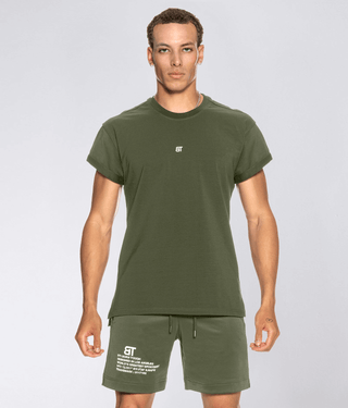 Born Tough Short Sleeve Back Roll Crossfit T-Shirt For Men Military Green