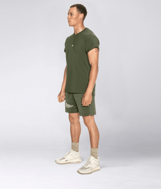 Born Tough Short Sleeve Back Roll Bodybuilding T-Shirt For Men Military Green