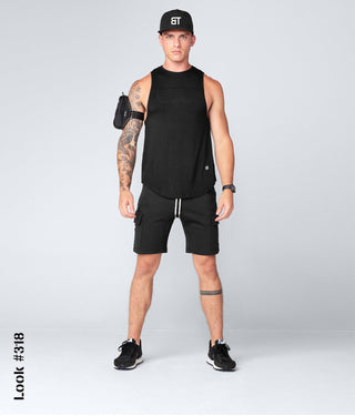 Born Tough Zippered Black Running Cargo Shorts for Men