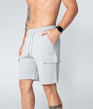 Born Tough Zippered Gray Athletic Cargo Shorts for Men