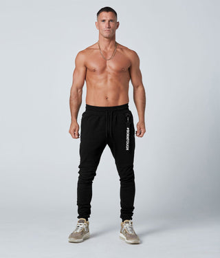 Born Tough Core Fit Zippered Black Athletic Jogger Pants for Men