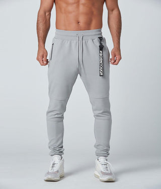 Born Tough Core Fit Zippered Gray Bodybuilding Jogger Pants for Men