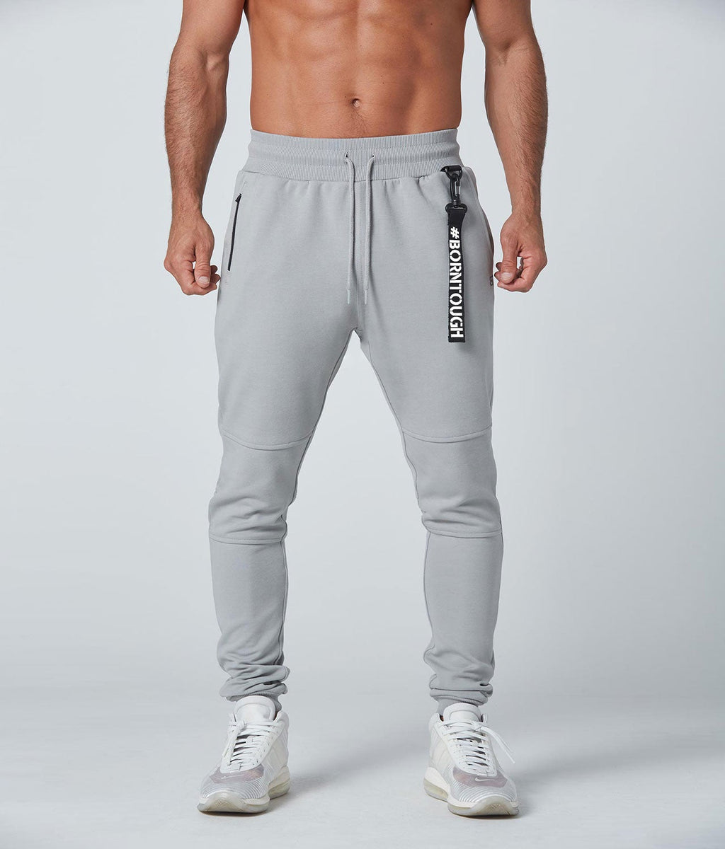 Born Tough Core Fit Zippered Gray Gym Workout Pant for Men - Born Tough