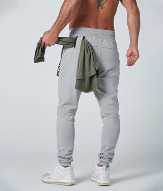 Born Tough Core Fit Zippered Gray Athletic Jogger Pants for Men